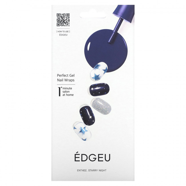 Edgeu, Гелевые обертывания для ногтей Perfect, ENT402, звездная ночь, набор из 16 полосок Edgeu, Гелевые обертывания для ногтей Perfect, ENT402, звездная ночь, набор из 16 полосок