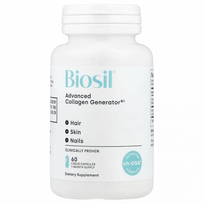 BioSil by Natural Factors, Advanced Collagen Generator, средство для стимулирования производства коллагена, 60 маленьких веганских капсул BioSil by Natural Factors, Advanced Collagen Generator, средство для стимулирования производства коллагена, 60 маленьких веганских капсул