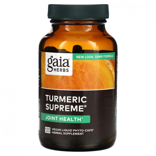 Gaia Herbs, Turmeric Supreme, суставы, 120 вегетерианских жидких фитокапсул Gaia Herbs, Turmeric Supreme, суставы, 120 вегетерианских жидких фитокапсул