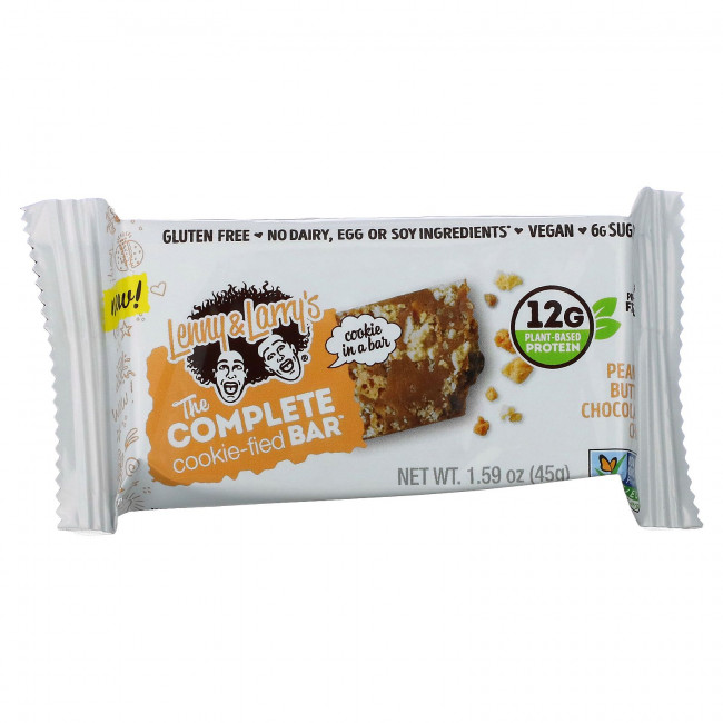 Lenny & Larry's, The Complete Cookie-fied Bar, арахисовая паста и шоколадная крошка, 9 батончиков, 45 г (1,59 унции) Lenny & Larry's, The Complete Cookie-fied Bar, арахисовая паста и шоколадная крошка, 9 батончиков, 45 г (1,59 унции)