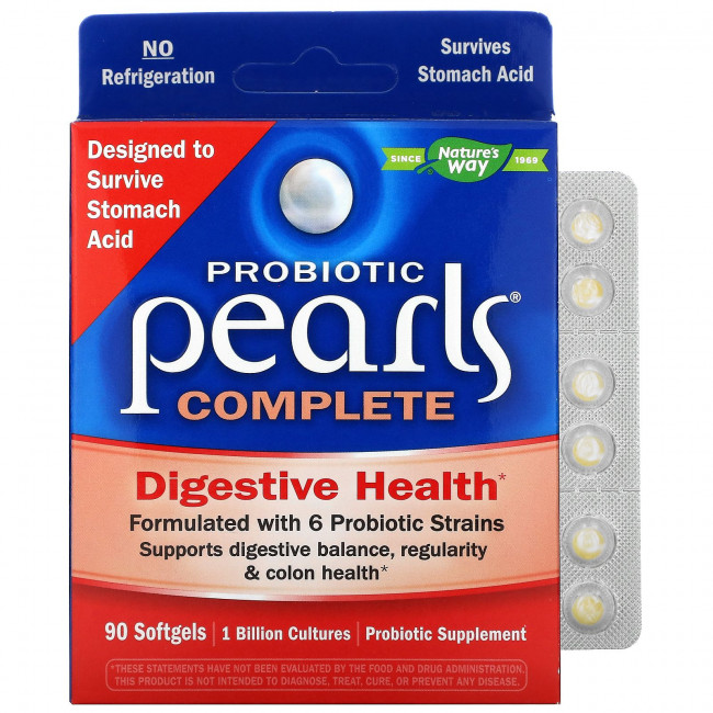 Nature's Way, Probiotic Pearls Complete, пробиотик, 90 капсул Nature's Way, Probiotic Pearls Complete, пробиотик, 90 капсул
