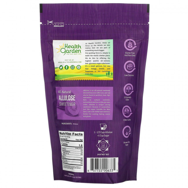 Health Garden, Полностью натуральный подсластитель на основе аллулозы, 14 унций (397 г) Health Garden, Полностью натуральный подсластитель на основе аллулозы, 14 унций (397 г)