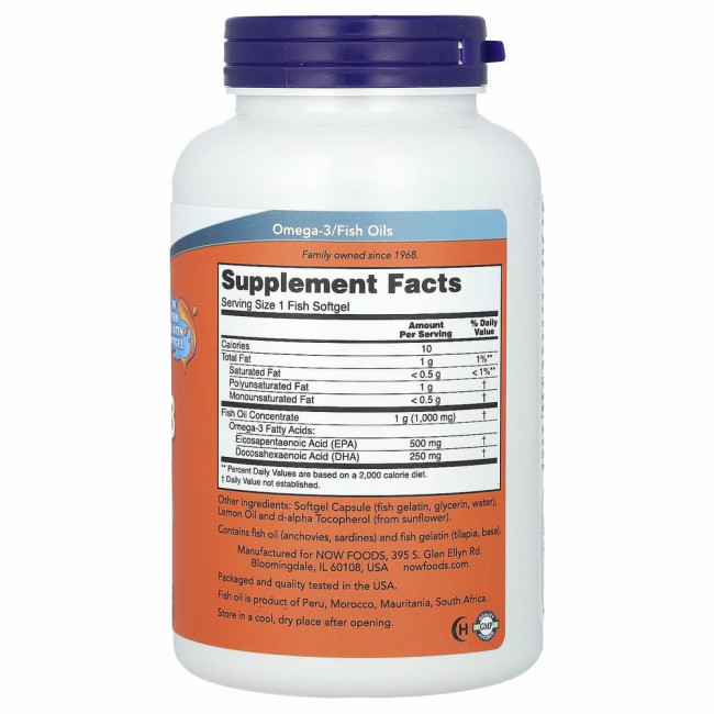 NOW Foods, ультра омега-3, 500 ЭПК / 250 ДГК, 180 мягких таблеток из рыбьего желатина NOW Foods, ультра омега-3, 500 ЭПК / 250 ДГК, 180 мягких таблеток из рыбьего желатина