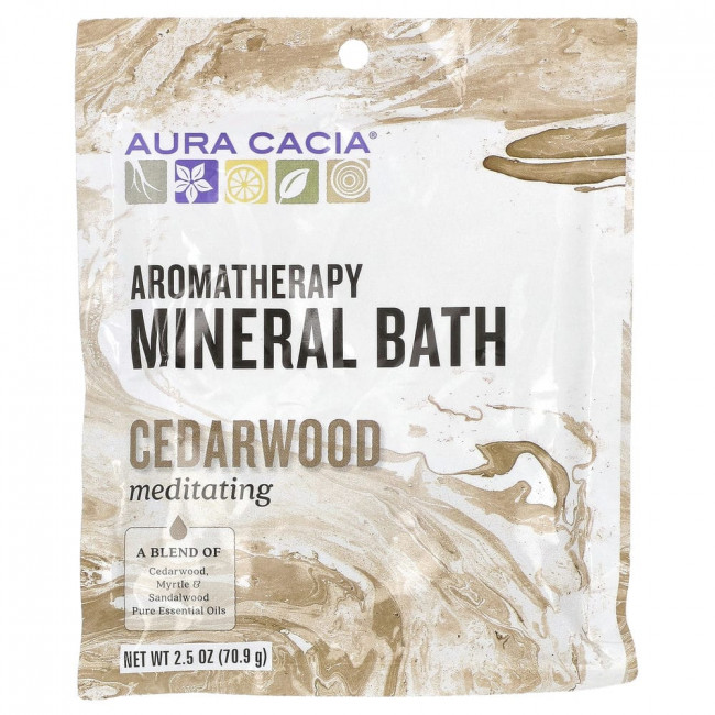 Aura Cacia, ароматерапевтическое средство для ванны с микроэлементами, медитативный кедр, 70,9 г (2,5 унции) Aura Cacia, ароматерапевтическое средство для ванны с микроэлементами, медитативный кедр, 70,9 г (2,5 унции)