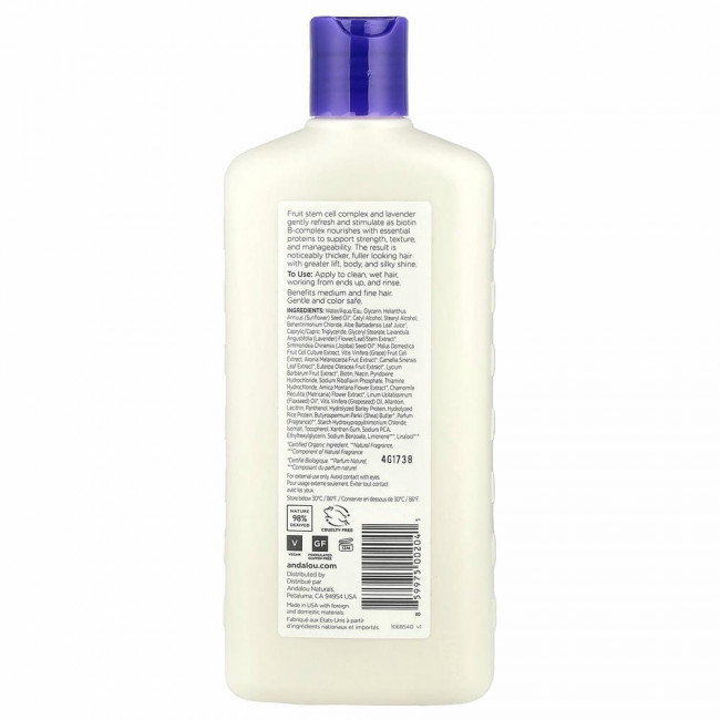 Andalou Naturals, Кондиционер, для объема, густоты, блеска, сияния волос, поднимает от корней, лаванда и биотин, 11,5 ж. унц. (340 мл) Andalou Naturals, Кондиционер, для объема, густоты, блеска, сияния волос, поднимает от корней, лаванда и биотин, 11,5 ж. унц. (340 мл)