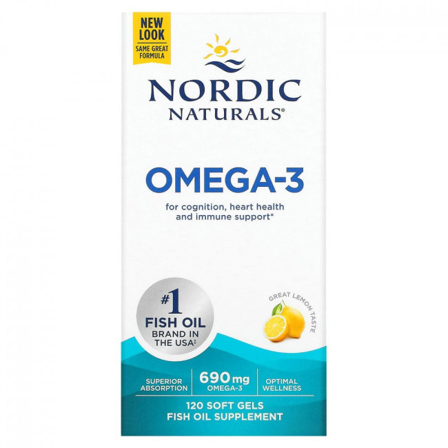 Nordic Naturals, омега-3, со вкусом лимона, 345 мг, 120 капсул Nordic Naturals, омега-3, со вкусом лимона, 345 мг, 120 капсул