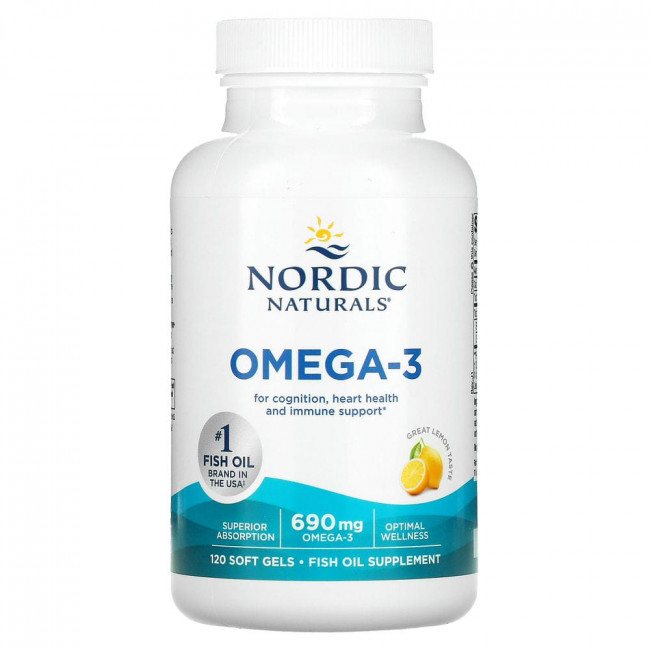 Nordic Naturals, омега-3, со вкусом лимона, 345 мг, 120 капсул Nordic Naturals, омега-3, со вкусом лимона, 345 мг, 120 капсул