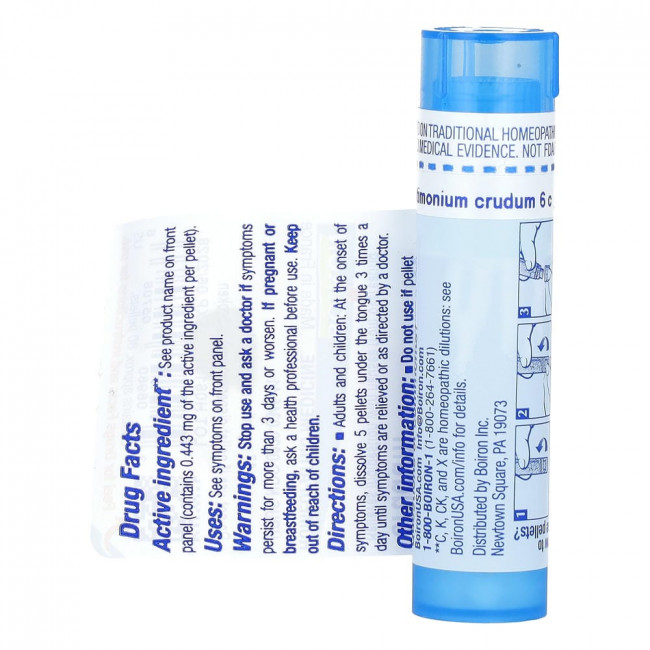 Boiron, Antimonium Crudum, 6C, средство от расстройства желудка, около 80 гранул