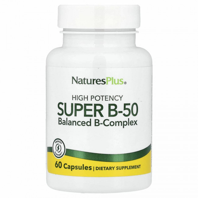 NaturesPlus, Super B-50 с высокой эффективностью, 60 капсул