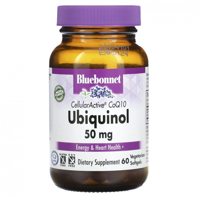 Bluebonnet Nutrition, Ubiquinol, Cellular Active CoQ10, 50 мг, 60 растительных капсул