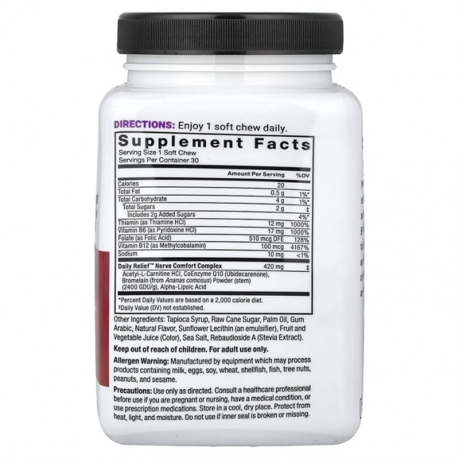 Force Factor, Daily Relief™, нервная система, голубика и асаи, 30 жевательных таблеток Force Factor, Daily Relief™, нервная система, голубика и асаи, 30 жевательных таблеток