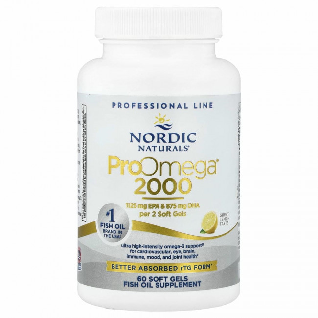 Nordic Naturals, ProOmega 2000, лимон, 1250 мг, 60 мягких желатиновых капсул Nordic Naturals, ProOmega 2000, лимон, 1250 мг, 60 мягких желатиновых капсул