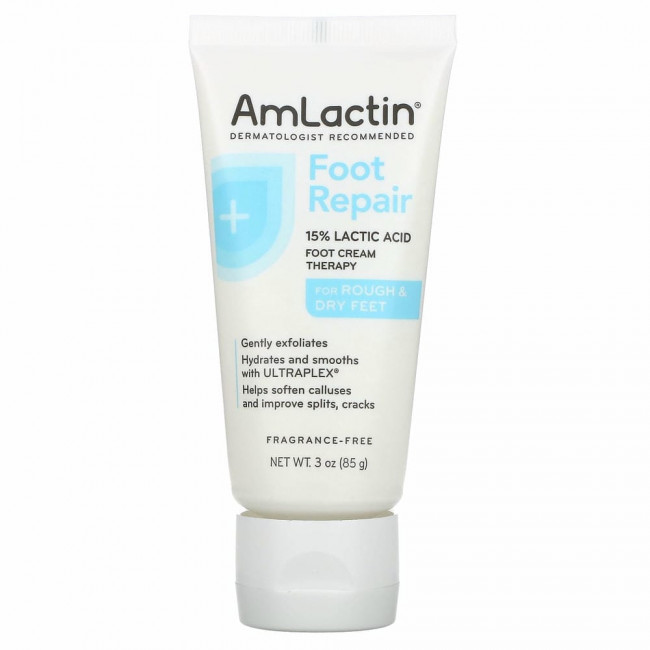 AmLactin, Foot Repair, для огрубевшей и сухой кожи ног, без отдушек, 85 г (3 унции)