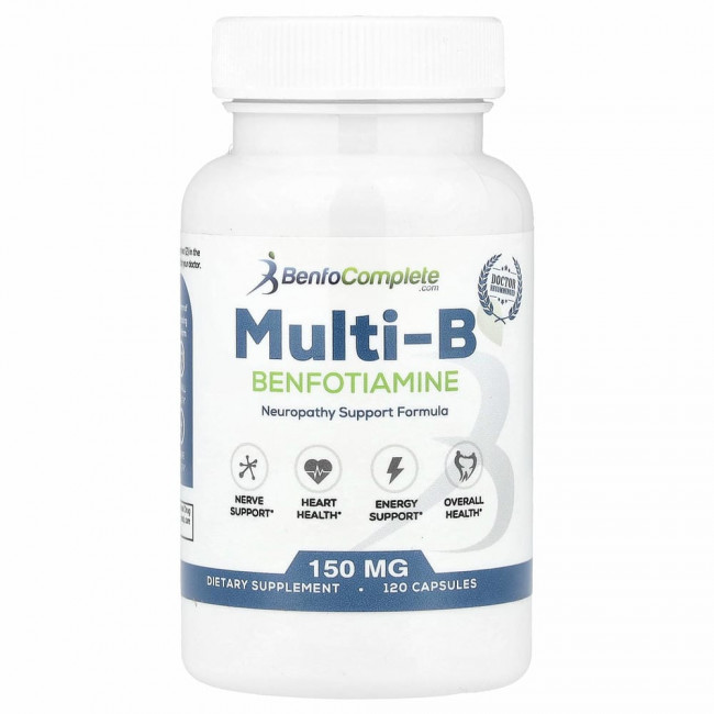 Benfotiamine Inc., Поддерживающая формула Multi-B при нейропатии, 150 мг, 120 капсул Benfotiamine Inc., Поддерживающая формула Multi-B при нейропатии, 150 мг, 120 капсул