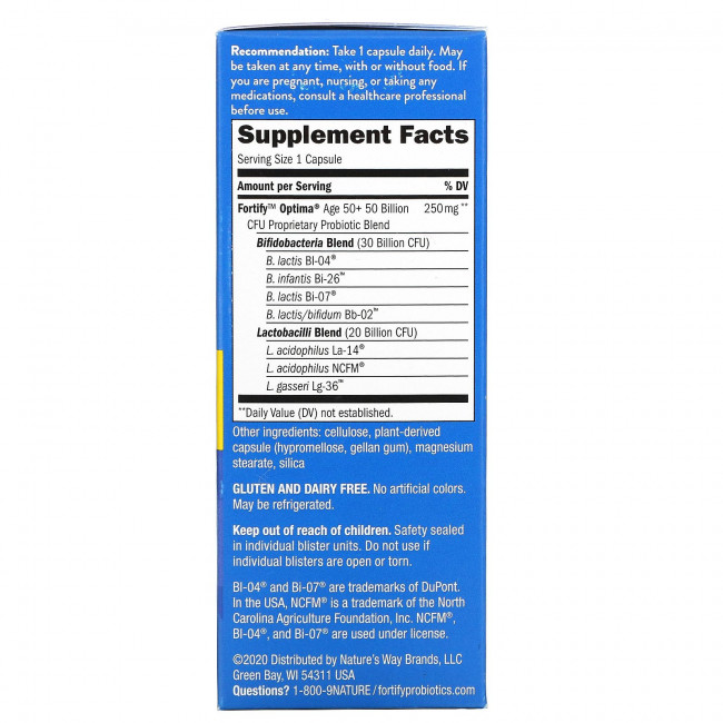 Nature's Way, Fortify Optima Probiotic, Adult 50+, 50 Billion, 30 Delayed Release Vegetarian Capsules Nature's Way, Fortify Optima Probiotic, Adult 50+, 50 Billion, 30 Delayed Release Vegetarian Capsules
