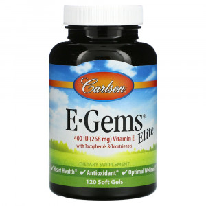 Carlson Labs, E-Gems Elite, витамин E, 268 мг (400 МЕ), 120 мягких таблеток Carlson Labs, E-Gems Elite, витамин E, 268 мг (400 МЕ), 120 мягких таблеток