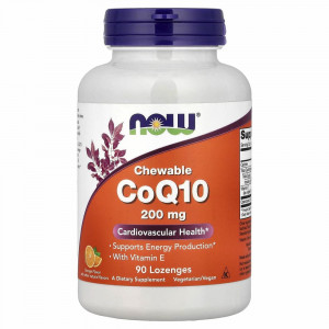 NOW Foods, жевательный коэнзим Q10, 200 мг, 90 пастилок NOW Foods, жевательный коэнзим Q10, 200 мг, 90 пастилок