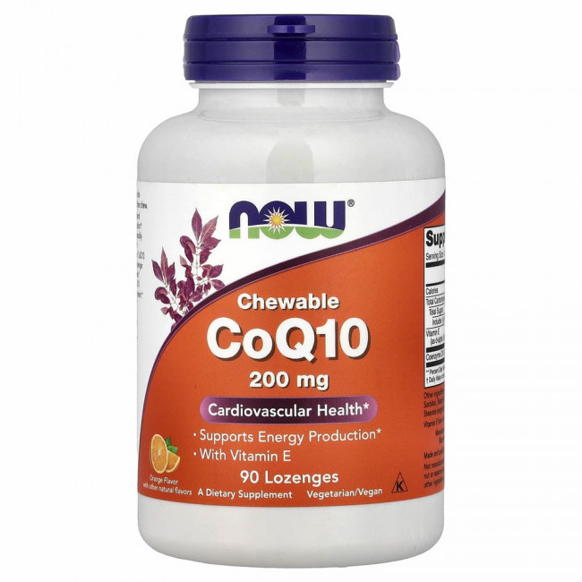 NOW Foods, жевательный коэнзим Q10, 200 мг, 90 пастилок NOW Foods, жевательный коэнзим Q10, 200 мг, 90 пастилок