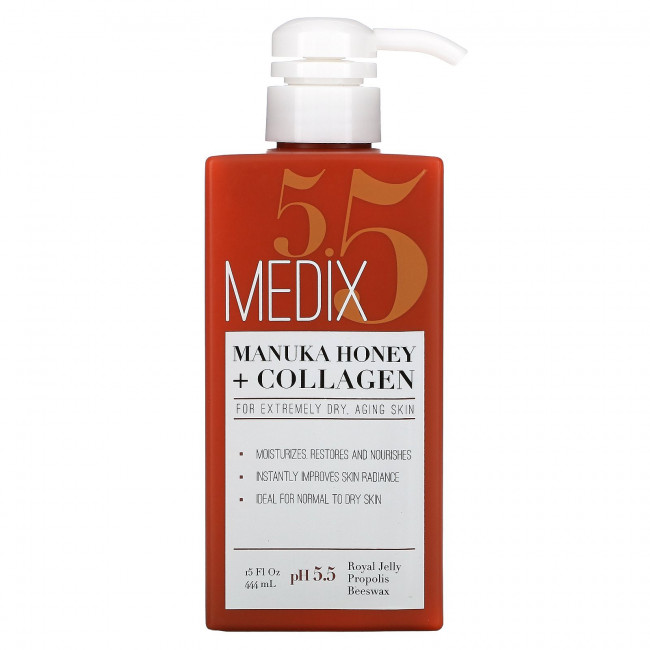 Medix 5.5, Manuka Honey + Collagen Lotion, 15 fl oz (444 ml) Medix 5.5, Manuka Honey + Collagen Lotion, 15 fl oz (444 ml)