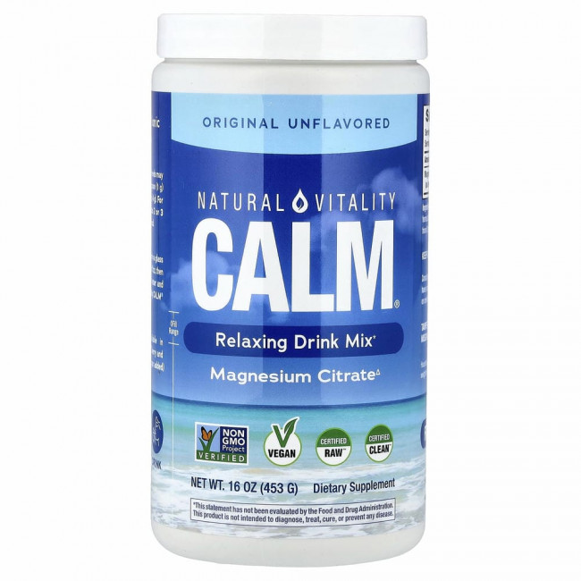 Natural Vitality, CALM, антистрессовая смесь для напитков, оригинальный вкус (без ароматизаторов), 453 г (16 унций)