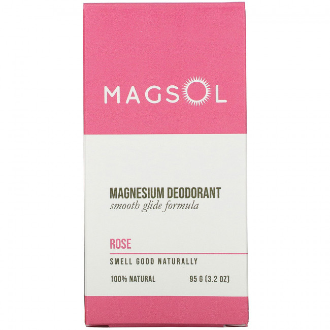 Magsol, Магниевый дезодорант, роза, 3,2 унции (95 г)