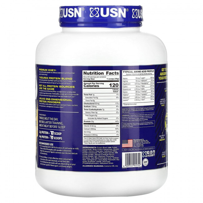 USN, Premium Whey +, ваниль, 2267 г (5 фунтов) USN, Premium Whey +, ваниль, 2267 г (5 фунтов)