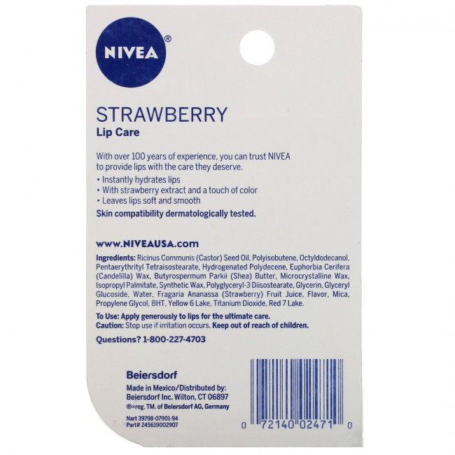 Nivea, Lip Care, Клубника, 2 упаковки по 0,17 унции (4,8 г) каждая