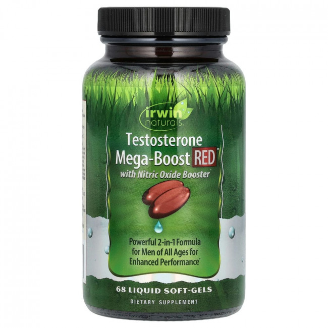 Irwin Naturals, Testosterone Mega-Boost RED, повышение уровня тестостерона, 68 капсул с жидкостью Irwin Naturals, Testosterone Mega-Boost RED, повышение уровня тестостерона, 68 капсул с жидкостью