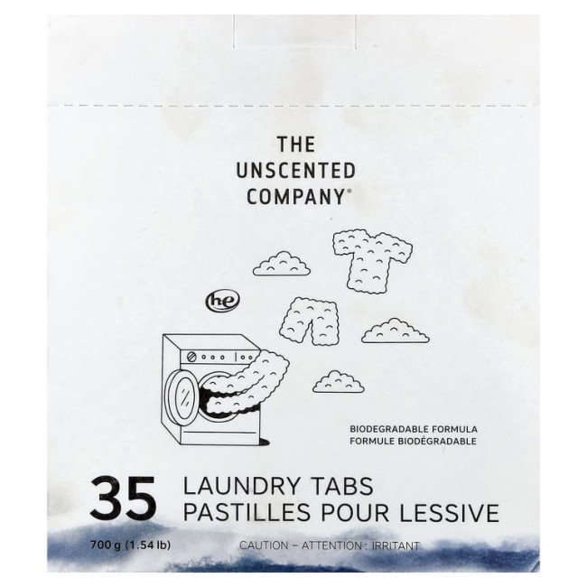 The Unscented Company, Таблетки для стирки, 35 таблеток, 700 г (1,54 фунта) The Unscented Company, Таблетки для стирки, 35 таблеток, 700 г (1,54 фунта)