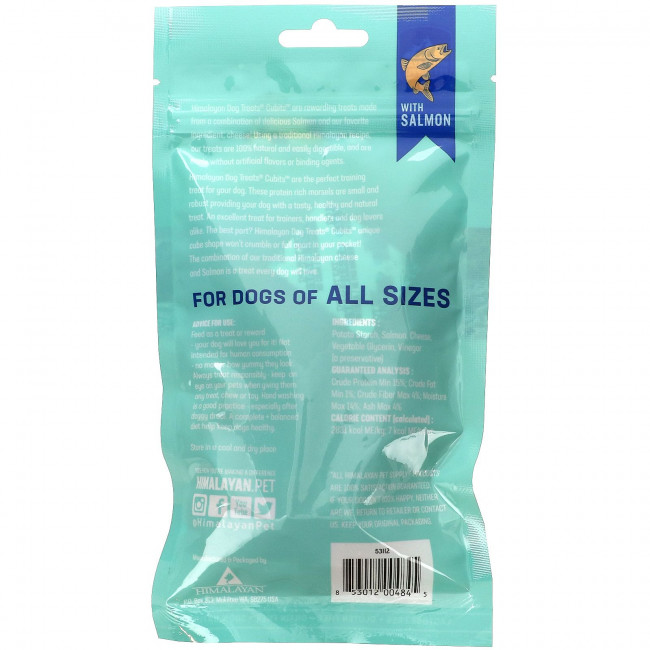 Himalayan Pet Supply, Himalayan Dog Treats, Cubits, лакомство для собак любого размера, кубики, с лососем, 99,2 г (3,5 унции)