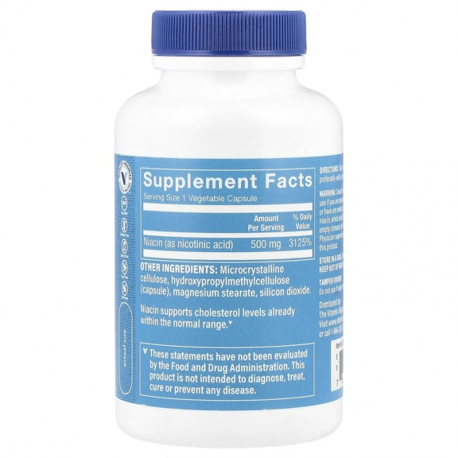The Vitamin Shoppe, Ниацин, 500 мг, 100 растительных капсул
