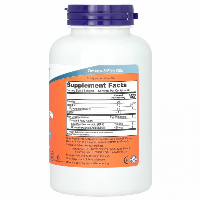 NOW Foods, суперомега с ЭПК, 360 ЭПК / 240 ДГК, 120 капсул
