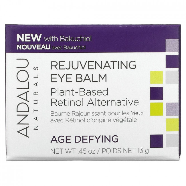 Andalou Naturals, омолаживающий бальзам для кожи вокруг глаз, растительная альтернатива ретинолу, антивозрастной эффект, 13 г (0,45 унции)
