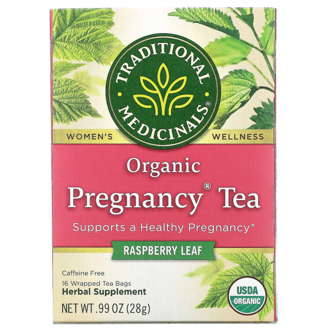 Traditional Medicinals, органический чай для беременных, листья малины, без кофеина, 16 чайных пакетиков, 28 г (0,99 унции) Traditional Medicinals, органический чай для беременных, листья малины, без кофеина, 16 чайных пакетиков, 28 г (0,99 унции)