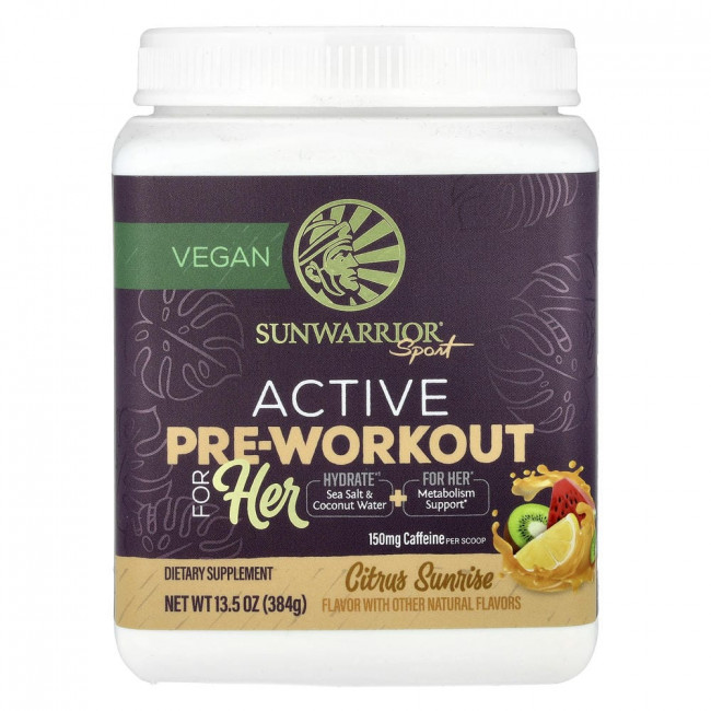 Sunwarrior, Sport, Active Pre-Workout For Her, Citrus Sunrise, 13.5 oz (384 g)