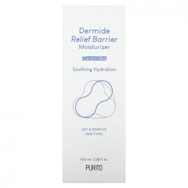 Purito, Dermide Relief, барьерное увлажняющее средство, для сухой и чувствительной кожи, 100 мл (3,38 жидк. Унции)