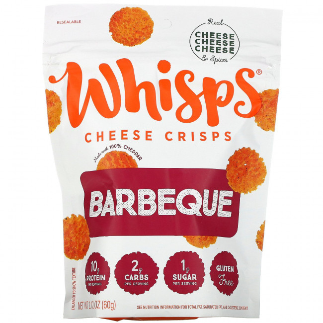 Whisps, Bacon BBQ Cheese Crisps, 2.12 oz (60 g)