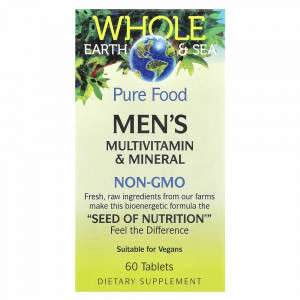 Natural Factors, Whole Earth & Sea, мультивитаминный и минеральный комплекс для мужчин, 60 таблеток Natural Factors, Whole Earth & Sea, мультивитаминный и минеральный комплекс для мужчин, 60 таблеток