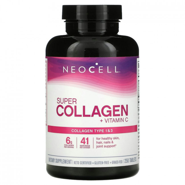 Neocell, Super Collagen + C, добавка с коллагеном и витамином C, 250 таблеток
