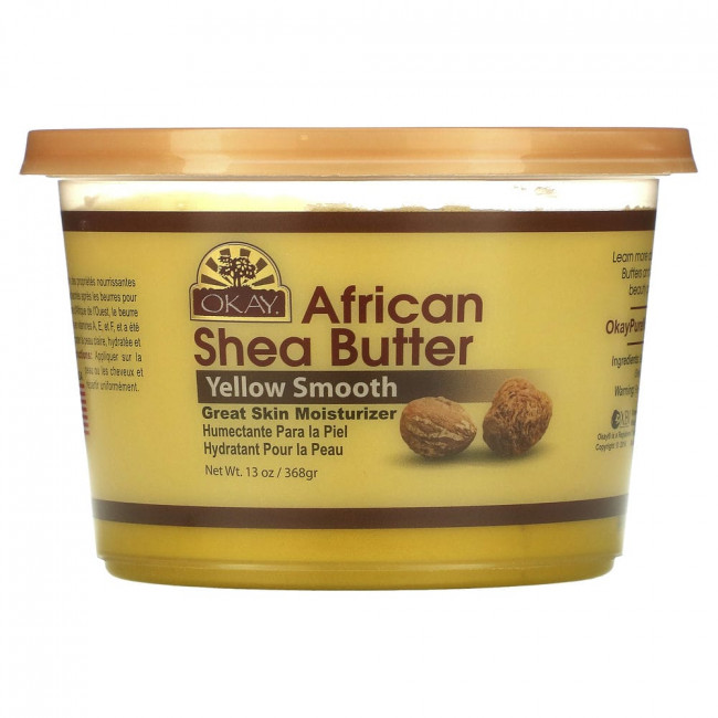 Okay Pure Naturals, Масло африканского ши, гладкое желтое, 13 унций (368 г) Okay Pure Naturals, Масло африканского ши, гладкое желтое, 13 унций (368 г)