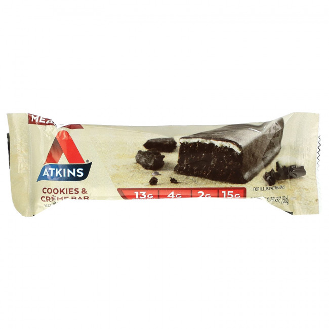 Atkins, протеиновый батончик для перекуса, печенье и сливки, 5 штук по 50 г (1,76 унции) Atkins, протеиновый батончик для перекуса, печенье и сливки, 5 штук по 50 г (1,76 унции)