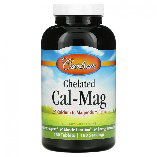 Carlson Labs, Chelated Cal-Mag, 180 таблеток Carlson Labs, Chelated Cal-Mag, 180 таблеток