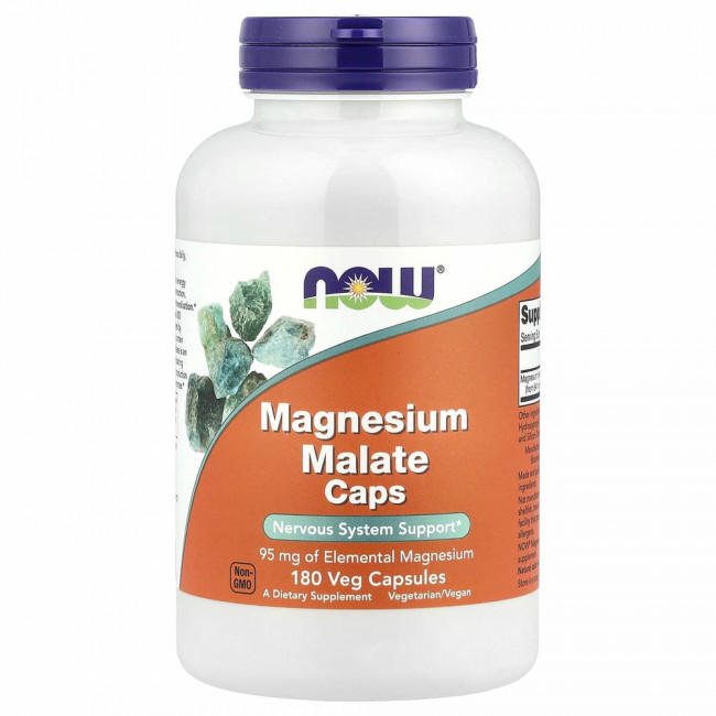 NOW Foods, Капсулы с малатом магния, 180 вегетарианских капсул