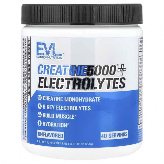 EVLution Nutrition, Creatine5000® с электролитами, без добавок, 250 г (8,82 унции) EVLution Nutrition, Creatine5000® с электролитами, без добавок, 250 г (8,82 унции)