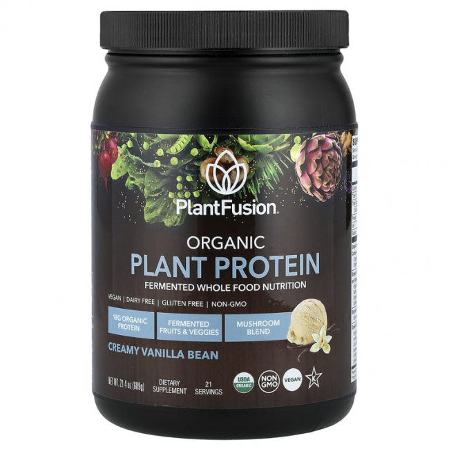 PlantFusion, Органический растительный протеин, сливочные стручки ванили, 609 г (21,4 унции)