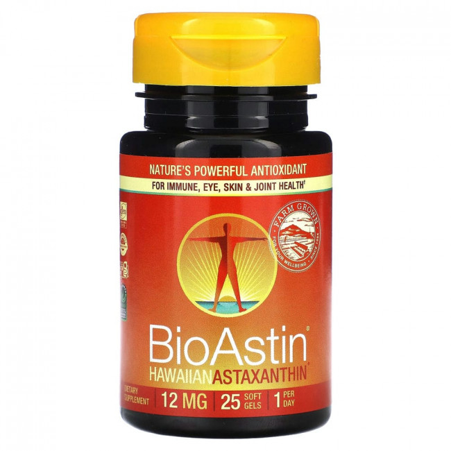 Nutrex Hawaii, BioAstin, гавайский астаксантин, 12 мг, 25 мягких таблеток Nutrex Hawaii, BioAstin, гавайский астаксантин, 12 мг, 25 мягких таблеток