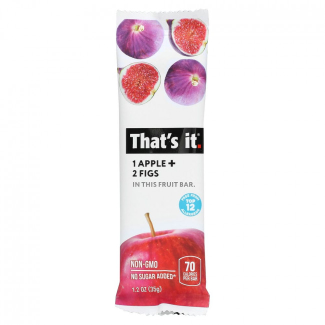 That's It, Fruit Bar, 1 Apple + 2 Figs, 12 Bars, 1.2 oz (35 g) Each