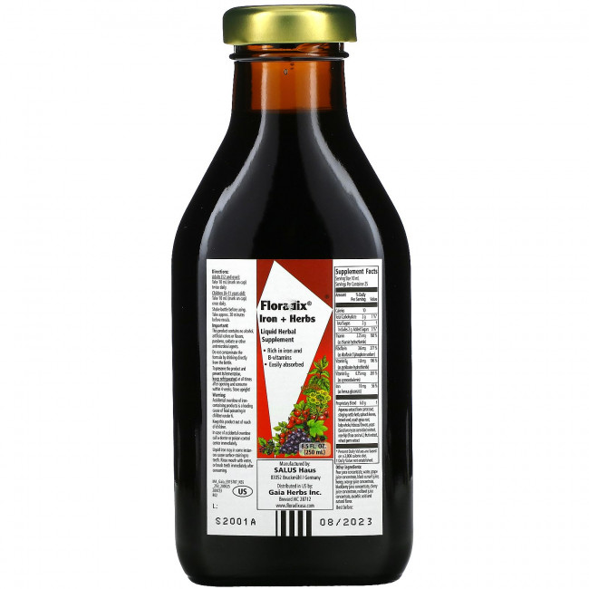 Gaia Herbs, Floradix, железо и травы, жидкая растительная добавка, 250 мл (8,5 жидк. Унции) Gaia Herbs, Floradix, железо и травы, жидкая растительная добавка, 250 мл (8,5 жидк. Унции)