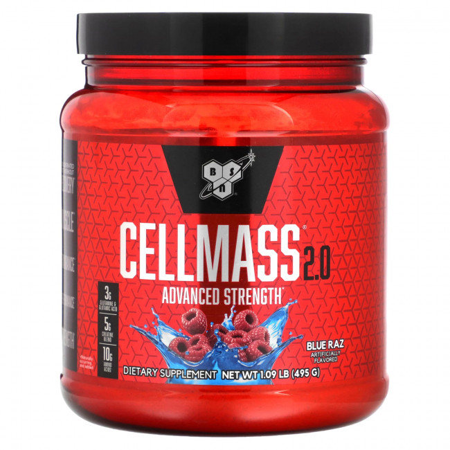 BSN, Cellmass 2.0, улучшенная сила действия, со вкусом голубой малины, 495 г (1,09 фунта) BSN, Cellmass 2.0, улучшенная сила действия, со вкусом голубой малины, 495 г (1,09 фунта)