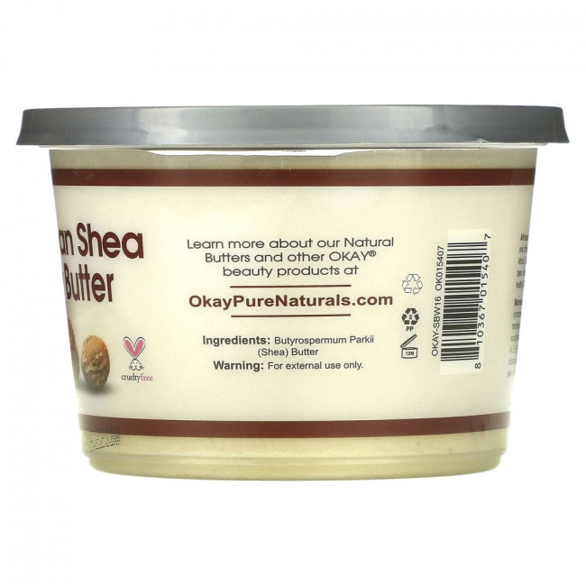 Okay Pure Naturals, Масло африканского ши, белое масло, 368 г (13 унций) Okay Pure Naturals, Масло африканского ши, белое масло, 368 г (13 унций)